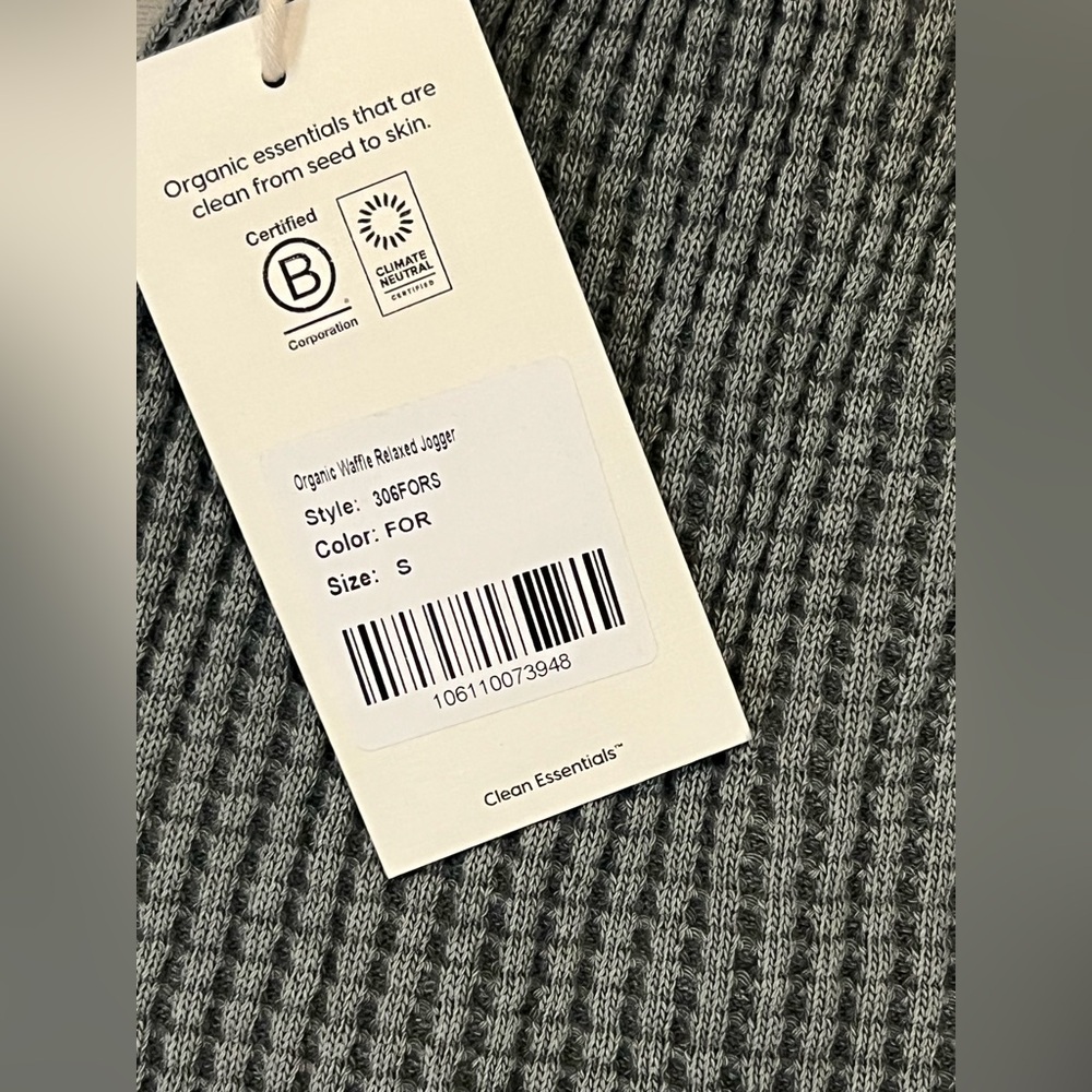 MATE THE LABEL GUARANTEED AUTHENTIC ORGANIC WAFFLE RELAXED JOGGERS FOREST S - Picture 10 of 11